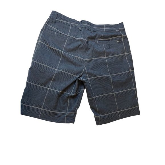 Hang Ten Mens Walk Shorts Plaid Flat Front Mid Rise A1038017PS Navy Blue Size 32 - Picture 3 of 9